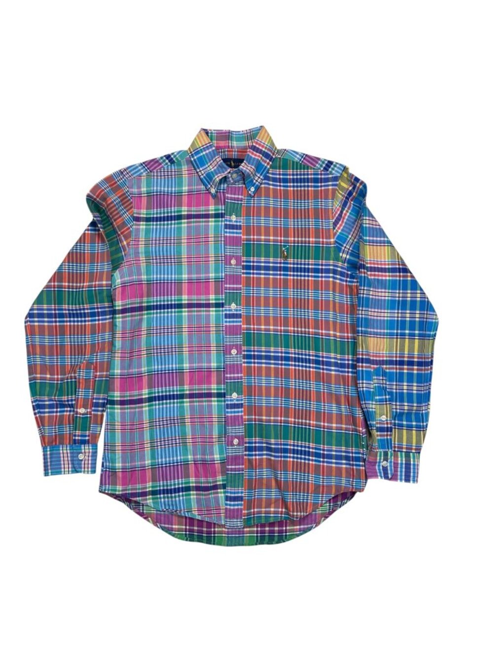 Ralph Lauren Small Men Madras Long Sleeve Shirt Plaid Cotton Preppy